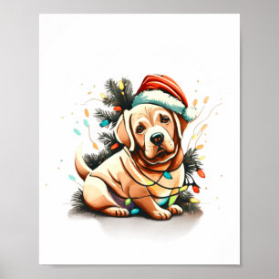 Frohe Weihnachten Golden Retriever Welpe Poster