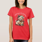 Frohe Weihnachten Golden Retriever Welpe T-Shirt (Vorderseite)