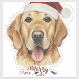 Frohe Weihnachten Golden Retriver Hund Aufkleber