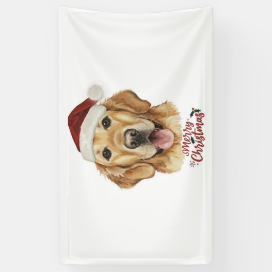 Frohe Weihnachten Golden Retriver Hund Banner (Vertikal)