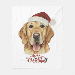 Frohe Weihnachten Golden Retriver Hund Fleecedecke