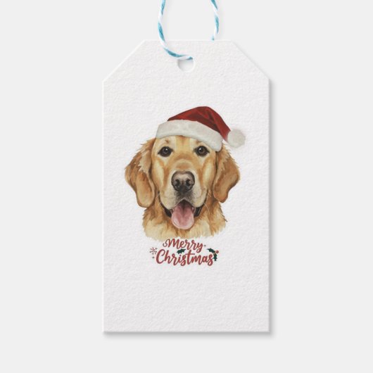 Frohe Weihnachten Golden Retriver Hund Geschenkanhänger (Vorderseite)