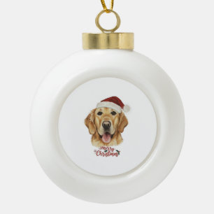 Frohe Weihnachten Golden Retriver Hund Keramik Kugel-Ornament