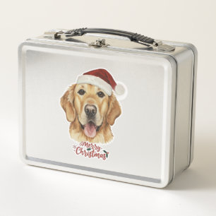 Frohe Weihnachten Golden Retriver Hund Metall Brotdose