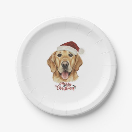 Frohe Weihnachten Golden Retriver Hund Pappteller (Vorderseite)