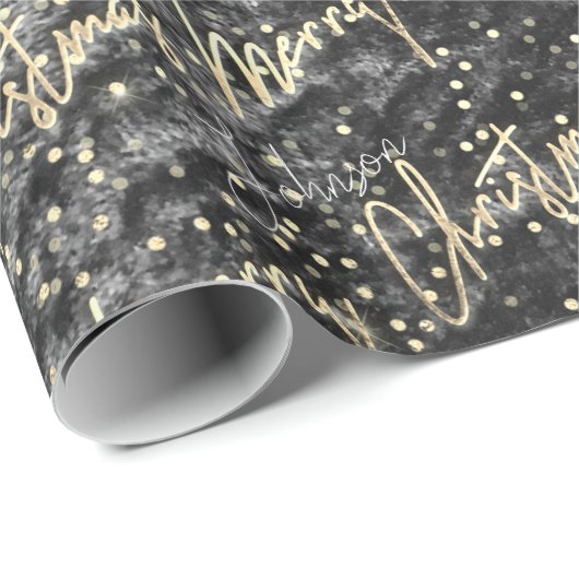 Frohe Weihnachten Golden Script aus dem Namen Blac Geschenkpapier (Rolleneckpunkt)