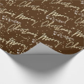 Frohe Weihnachten Golden Script aus Name Brown Geschenkpapier (Ecke)