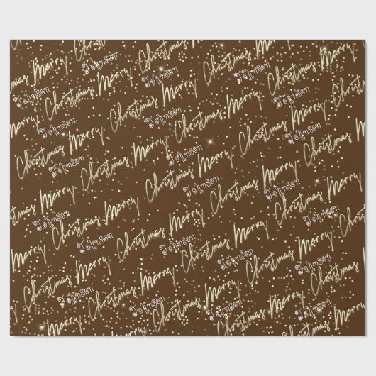 Frohe Weihnachten Golden Script aus Name Brown Geschenkpapier (Flach)