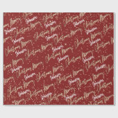 Frohe Weihnachten Golden Script aus Name Burgundy Geschenkpapier (Flach)