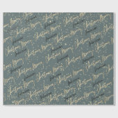 Frohe Weihnachten Golden Script Name Black Gray Geschenkpapier (Flach)