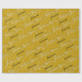 Frohe Weihnachten Golden Script Name Mustard Yello Geschenkpapier (Flach)