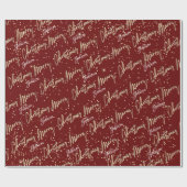 Frohe Weihnachten Golden Script Name Royal Burgund Geschenkpapier (Flach)