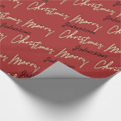 Frohe Weihnachten Golden Script Name Schwarze Rose Geschenkpapier (Ecke)