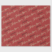 Frohe Weihnachten Golden Script Name Schwarze Rose Geschenkpapier (Flach)