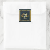 Frohe Weihnachten Golden Script Typografie Quadratischer Aufkleber (Tasche)