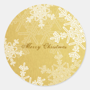 Frohe Weihnachten Golden Snowflake Minimalistische Runder Aufkleber