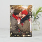 Frohe Weihnachten Golden Sparkle 5 FOTO Gruß (Stehend Vorderseite)