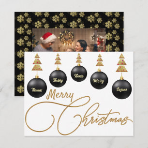 Frohe Weihnachten! Golden Tree Foto auf der Rückse Feiertagskarte