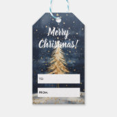 Frohe Weihnachten Golden Tree Geschenkanhänger (Vorderseite)