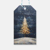 Frohe Weihnachten Golden Tree Geschenkanhänger (Rückseite)