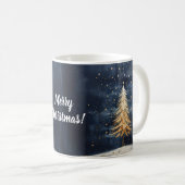 Frohe Weihnachten Golden Tree Kaffeetasse (VorderseiteRechts)
