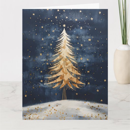 Frohe Weihnachten Golden Tree Karte (Vorderseite)