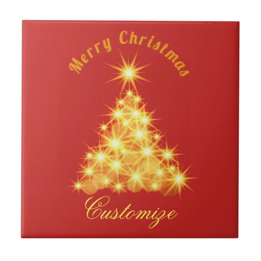 Frohe Weihnachten Golden Tree Thunder_Cove Fliese (Vorderseite)
