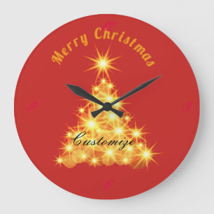 Frohe Weihnachten Golden Tree Thunder_Cove Große Wanduhr