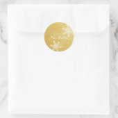 Frohe Weihnachten Golden White Snowflake Minimalis Runder Aufkleber (Tasche)