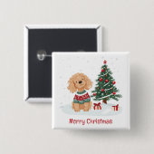 Frohe Weihnachten Goldendoodle Dog Button (Vorne & Hinten)