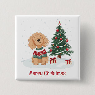 Frohe Weihnachten Goldendoodle Dog Button