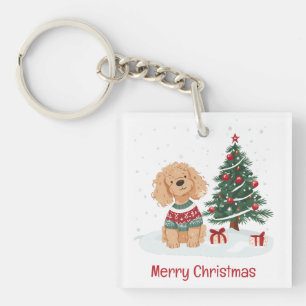 Frohe Weihnachten Goldendoodle Dog Schlüsselanhänger