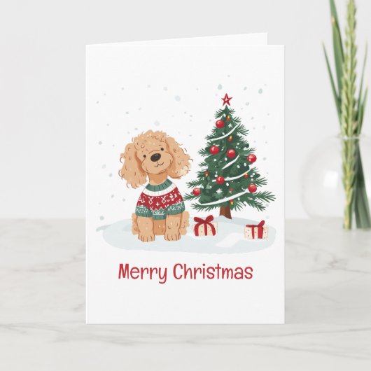 Frohe Weihnachten Goldendoodle Hund (Vorderseite)