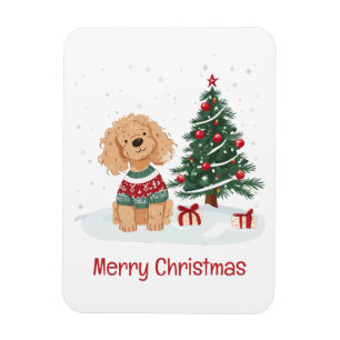 Frohe Weihnachten Goldendoodle Hund Magnet