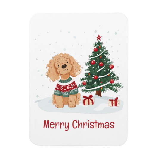 Frohe Weihnachten Goldendoodle Hund Magnet (Vertikal)
