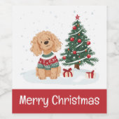 Frohe Weihnachten Goldendoodle Hund Weinetikett (Einzelnes Label)