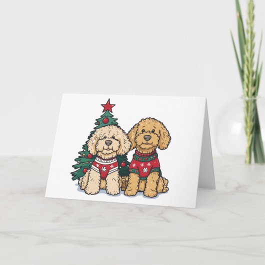 Frohe Weihnachten Goldendoodle Hunde (Vorderseite)