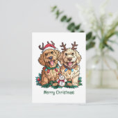 Frohe Weihnachten Goldendoodle Hunde (Stehend Vorderseite)