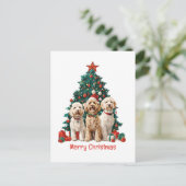 Frohe Weihnachten Goldendoodle Hunde (Stehend Vorderseite)