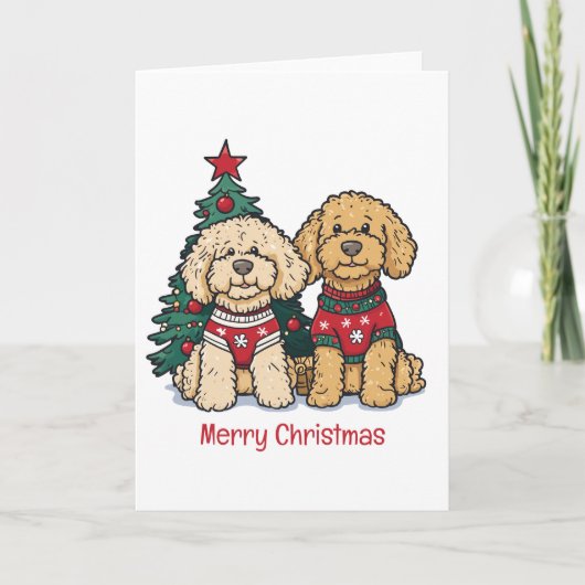 Frohe Weihnachten Goldendoodle Hunde (Vorderseite)