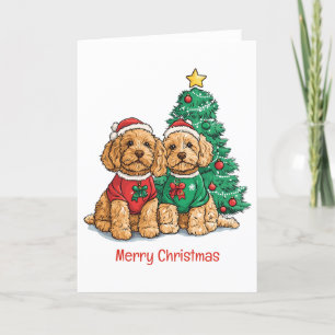Frohe Weihnachten Goldendoodle Hunde