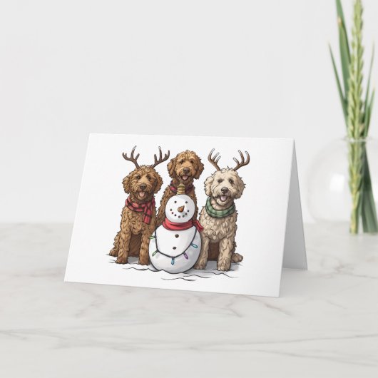Frohe Weihnachten Goldendoodle Hunde (Vorderseite)