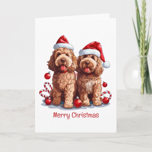 Frohe Weihnachten Goldendoodle Hunde (Vorderseite)