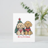 Frohe Weihnachten Goldendoodle Hunde (Stehend Vorderseite)
