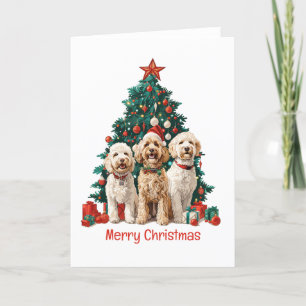 Frohe Weihnachten Goldendoodle Hunde