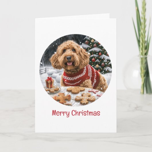 Frohe Weihnachten Goldendoodle Hunde (Vorderseite)