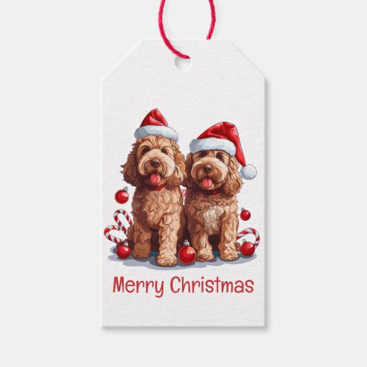 Frohe Weihnachten Goldendoodle Hunde Geschenkanhänger (Vorderseite)