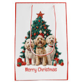 Frohe Weihnachten Goldendoodle Hunde Mittlere Geschenktüte (Rückseite)