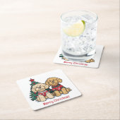 Frohe Weihnachten Goldendoodle Hunde Rechteckiger Pappuntersetzer (Vor Ort)