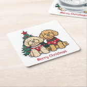 Frohe Weihnachten Goldendoodle Hunde Rechteckiger Pappuntersetzer (angewinkelt)